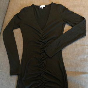 Black Long Sleeve V Neck Gathered Wilfred Dress SM